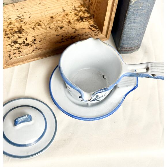 3-Piece Smorpanna Husqvarna Bluebird Vintage BUTTER WARMER, Maple Syrup, Sweden - Picture 9 of 10